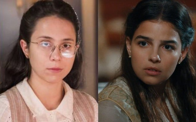 Montagem de Dolores (Daphne Bozaski) e Pilar (Gabriela Medvedovski) em cenas de Nos Tempos do Imperador