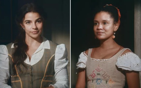 Montagem das atrizes Gabriela Medvedovski e Heslaine Vieira, como Pilar e Zayla de Nos Tempos do Imperador