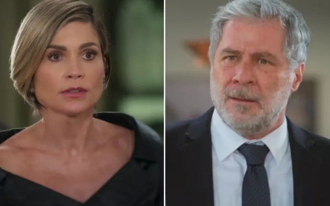 Montagem dos atores Flávia Alessandra e Leopoldo Pacheco como Helena e Hugo de Salve-se Quem Puder