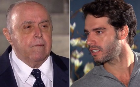 Montagem dos atores Mauro Mendonça e Guilherme Winter como Giancarlo e Renato de Ti Ti Ti