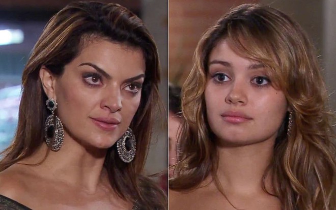 Montagem com as atrizes Mayana Neiva e Sophie Charlotte em cena de Ti Ti Ti