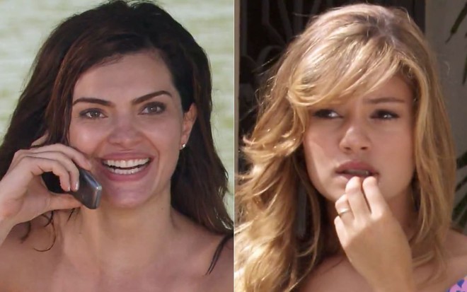 Montagem com as atrizes Mayana Neiva e Sophie Charlotte em cena de Ti Ti Ti