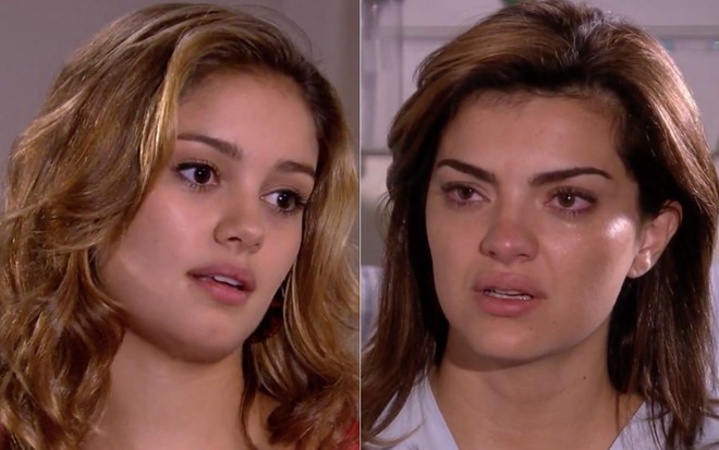 Montagem com as atrizes Sophie Charlotte e Mayana Neiva em cena de Ti Ti Ti