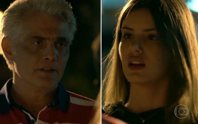 Montagem dos atores Tarcisio Filho e Camila Queiroz, como Rogério e Angel de Verdades Secretas