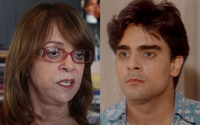 Gloria Perez em entrevista no YouTube (à esquerda); e Guilherme de Pádua na novela De Corpo e Alma (1992)