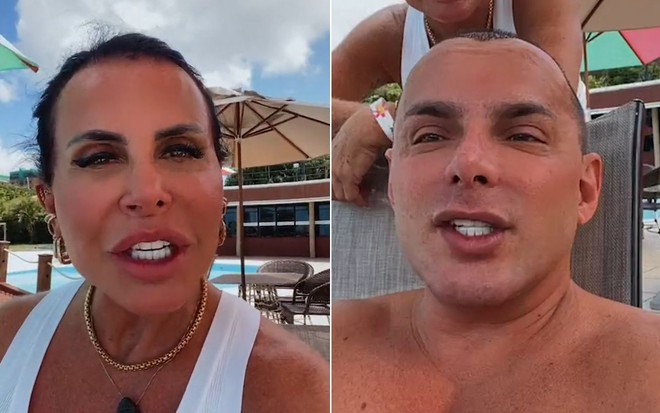Montagem com Gretchen à esquerda e Esdras de Souza à direita