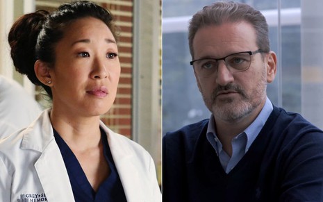 Montagem com Cristina Yang, personagem de Sandra Oh em Grey's Anatomy, e Robinson Poffo, cirurgião do Hospital Moriah