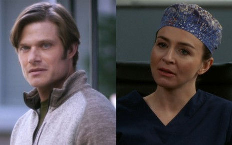 Montagem com os atores Chris Carmack e Caterina Scorsone em cenas de Grey's Anatomy