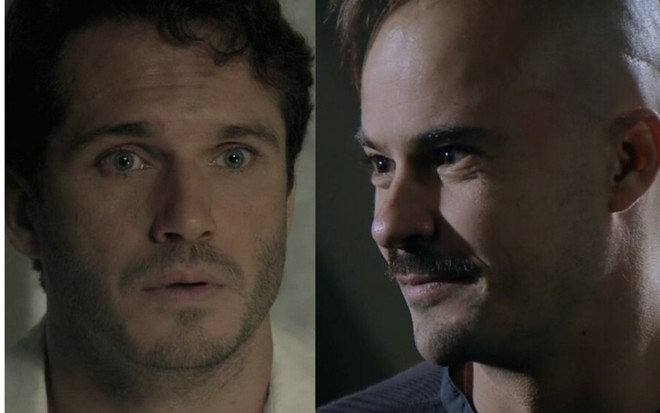 Montagem com as fotos de Orville (Paulo Rocha) e Salvador (Paulo Vilhena) em cenas dos dois em Império
