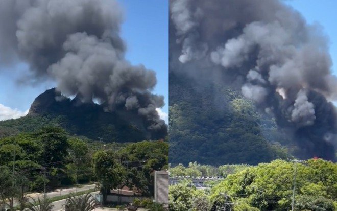 Fumaça de fogo do incêndio no cenário de Todas as Flores