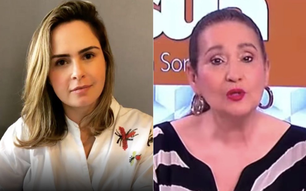 Montagem de fotos com as apresentadora Ana Paula Renault (à esq.) e Sonia Abrão (à dir.) no programa A Tarde É Sua, da RedeTV!