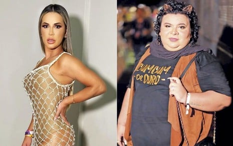 Montagem de fotos com a advogada e influenciadora Deolane Bezerra (à esq.) e a blogueira de fofocas Rainha Matos em fotos no Instagram