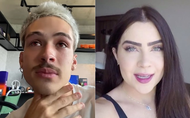 Montagem de fotos com o ex-casal de namorados João Guilherme (à esquerda) e Jade Picon (à direita)