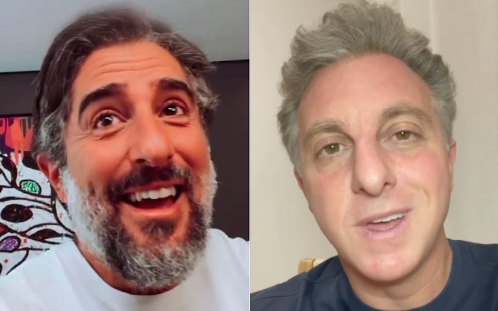Montagem com Marcos Mion e Luciano Huck