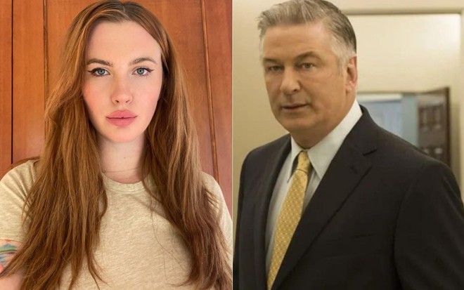 Montagem de fotos de Ireland Baldwin e Alec Baldwin