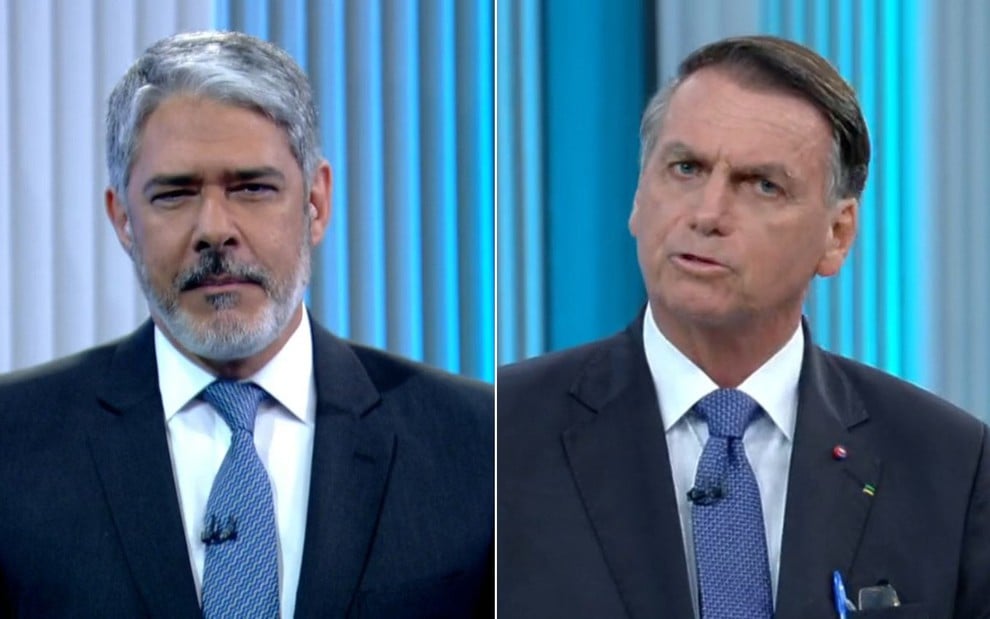 Montagem de William Bonner e Jair Bolsonaro