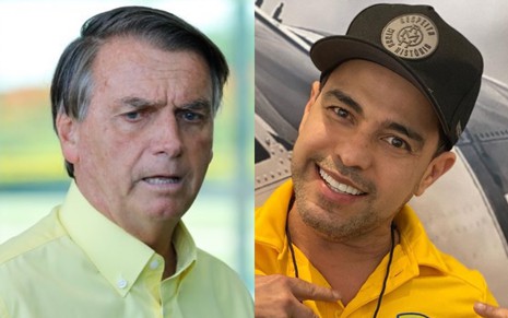 Na montagem: Jair Bolsonaro (à esquerda) e Zezé Di Camargo (à direita)