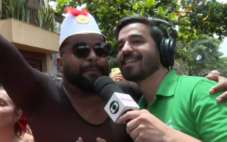 Guilherme Pimental em cobertura de Carnaval no SP1, na Globo