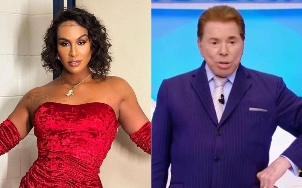 Montagem de fotos com Linn da Quebrada e Silvio Santos