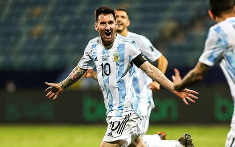 Imagem de Lionel Messi durante jogo da Argentina na Copa América