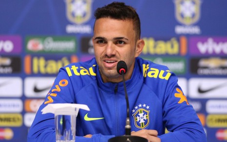 Luan Guilherme em entrevista coletiva pela Seleção Brasileira, em 2019