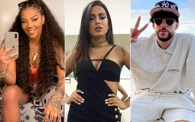 Montagem com Ludmilla à esquerda, Annita no centro e Bad Bunny à direita