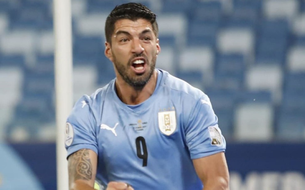 Imagem de Luis Suarez durante jogo do Uruguai na Copa América