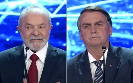 Montagem com Lula à esquerda e Bolsonaro à direita