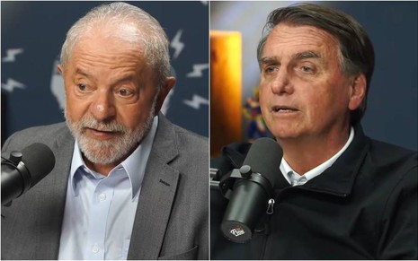 Montagem com Lula à esquerda e Jair Bolsonaro à direita