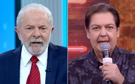 Montagem com Lula à esquerda e Fausto Silva à direita