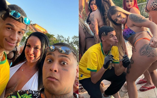 Montagem de fotos com Luva de Pedreiro, Elisa Sanches e MC Ryan SP