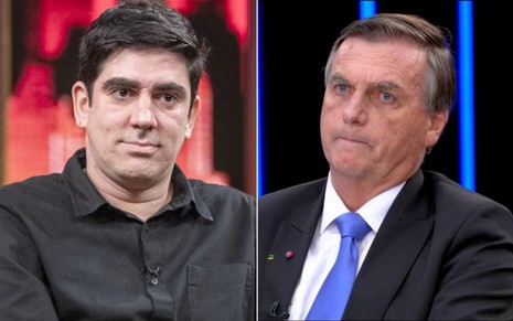 Montagem com Marcelo Adnet à esquerda e o presidente Jair Bolsonaro à direita