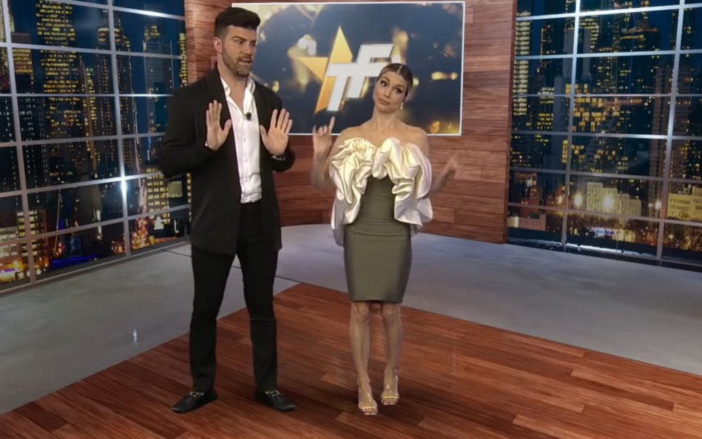 Marcelo Zangrandi e Flávia Viana no TV Fama de 26 de junho de 2021