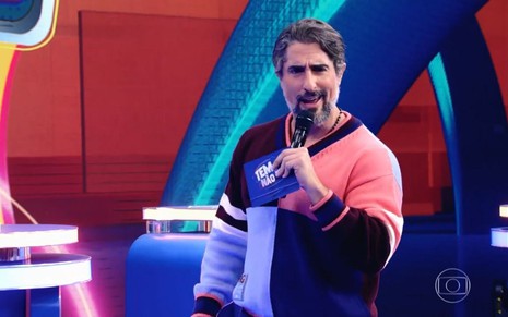 Marcos Mion no palco do Caldeirão, da Globo, em 4 de setembro de 2021