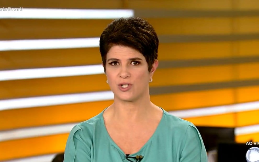 Mariana Godoy durante transmissão do Fala Brasil, da TV Record