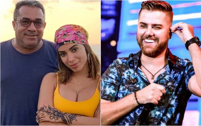 Montagem de pai de Anitta e a cantora com Zé Neto
