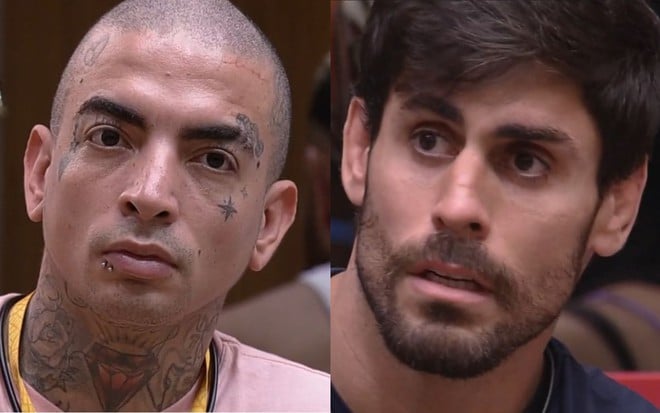 Montagem com Guimê e Cara de Sapato com expressões de surpresa no BBB 23