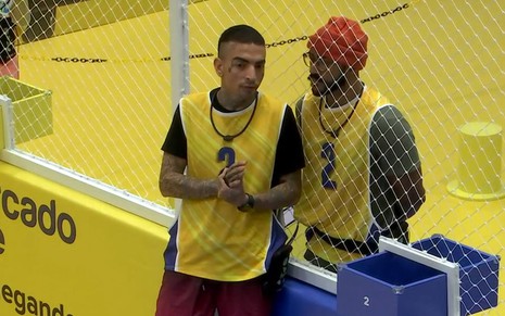 MC Guimê e Ricardo Camargo na Prova do Líder do Big Brother Brasil 23;