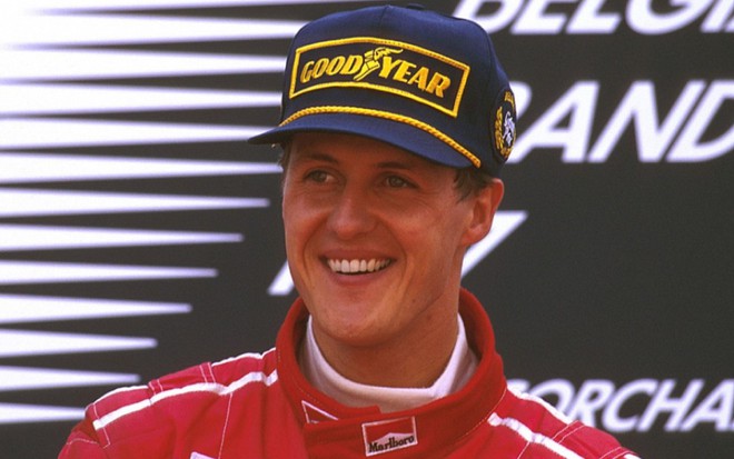 Michael Schumacher no pódio da Fórmula 1
