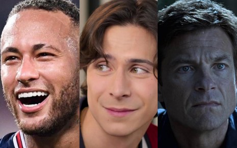 Montagem com Neymar Jr, Alejandro Puente em Rebelde e Jason Bateman em Ozark: produções da Netflix