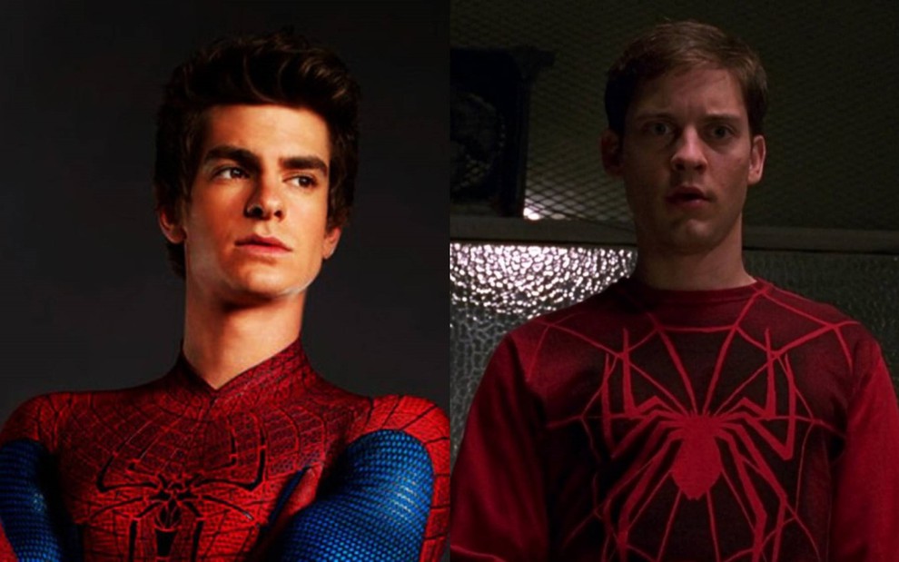 Montagem com Andrew Garfield e Tobey Maguire