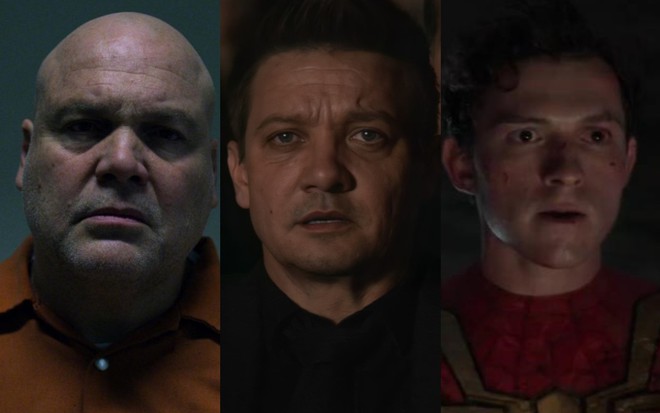 Montagem com Vicent D'Onofrio, Jeremy Renner e Tom Holland