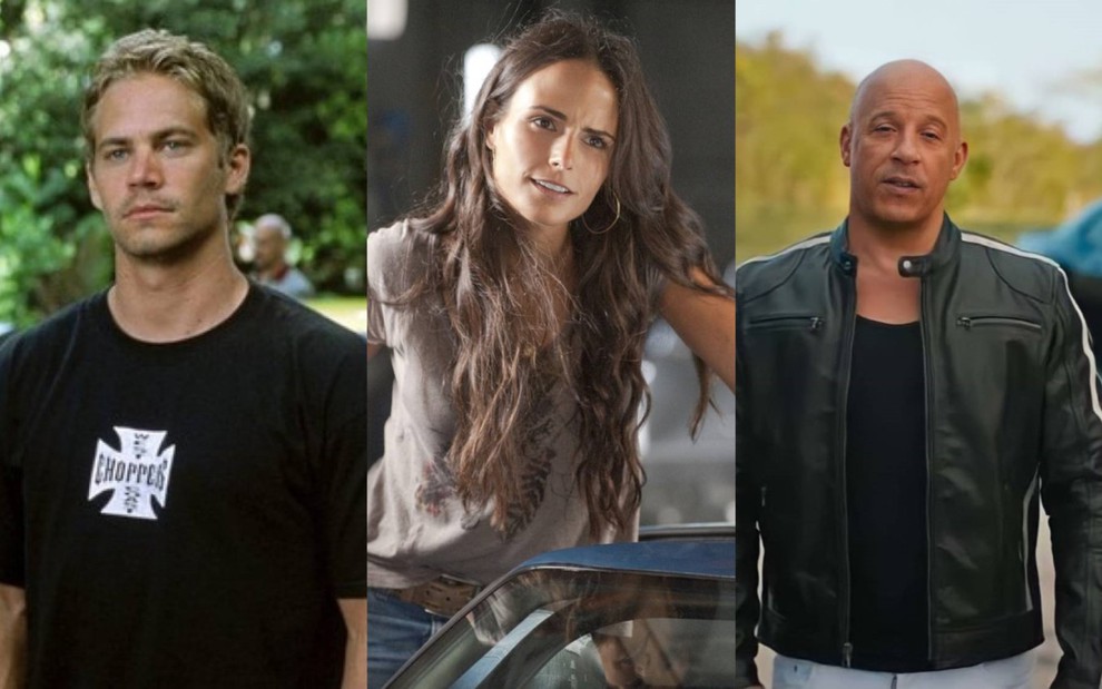 Montagem com Paul Walker, Jordana Brewster e Vin Diesel