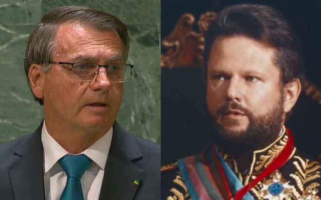 Montagem do presidente Jair Bolsonaro e de Selton Mello em cena de Nos Tempos do Imperador