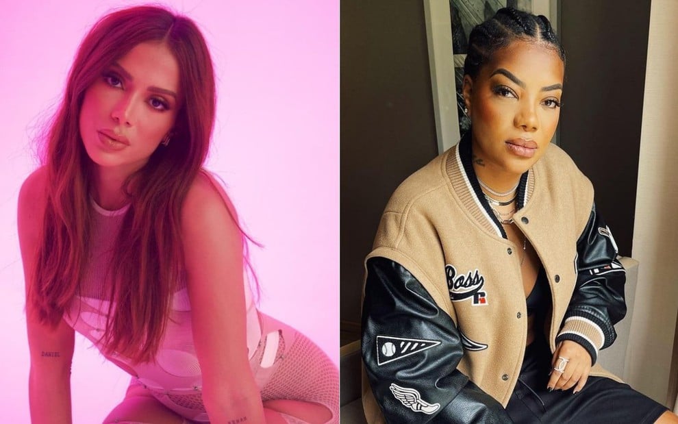 Montagem com imagens de Anitta e Ludmilla em ensaios fotográficos