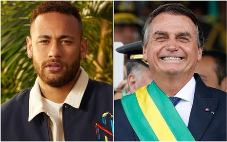 Montagem de fotos de Neymar e Bolsonaro