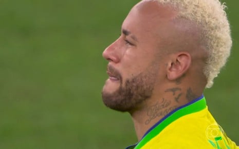 Imagem de Neymar chorando durante a eliminação do Brasil na Copa do Mundo