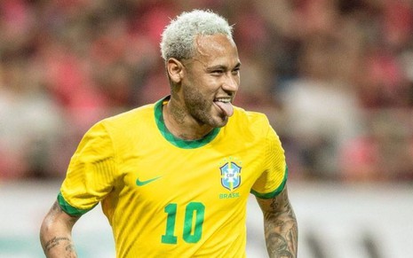 Imagem de Neymar durante jogo da Seleção Brasileira