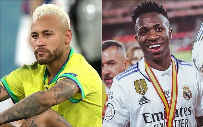 Montagem de fotos de Neymar Jr. e Vini Jr.