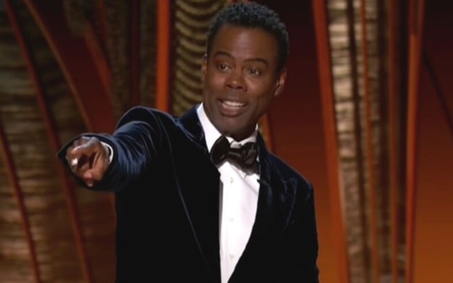 Chris Rock durante a apresentação no Oscar 2022